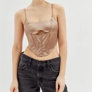 Cream Bustier Cut Out Crop Top